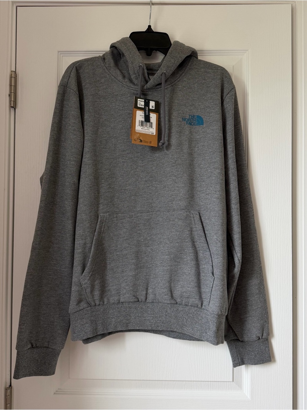 The North Face Men’s Heather Gray Hoodie with Teal Logo